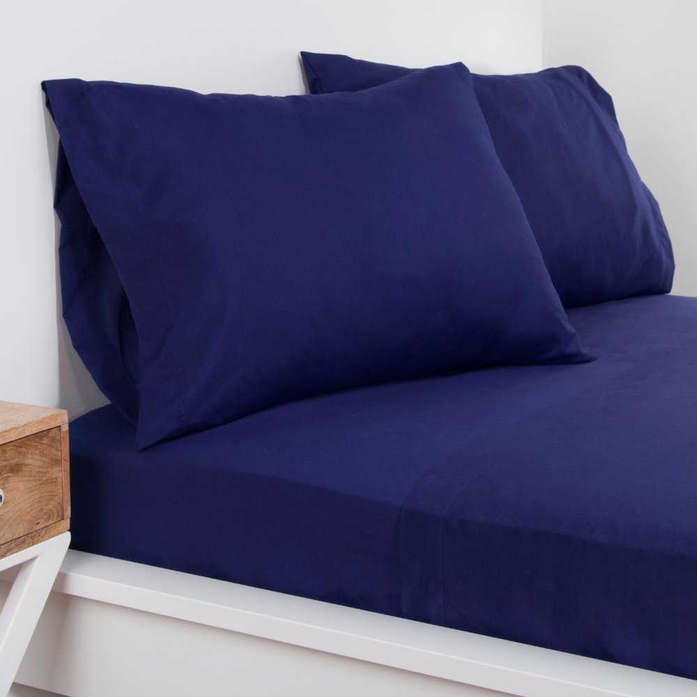 Crayola Cotton Percale Navy Blue Queen Sheet Set with Pillowcases